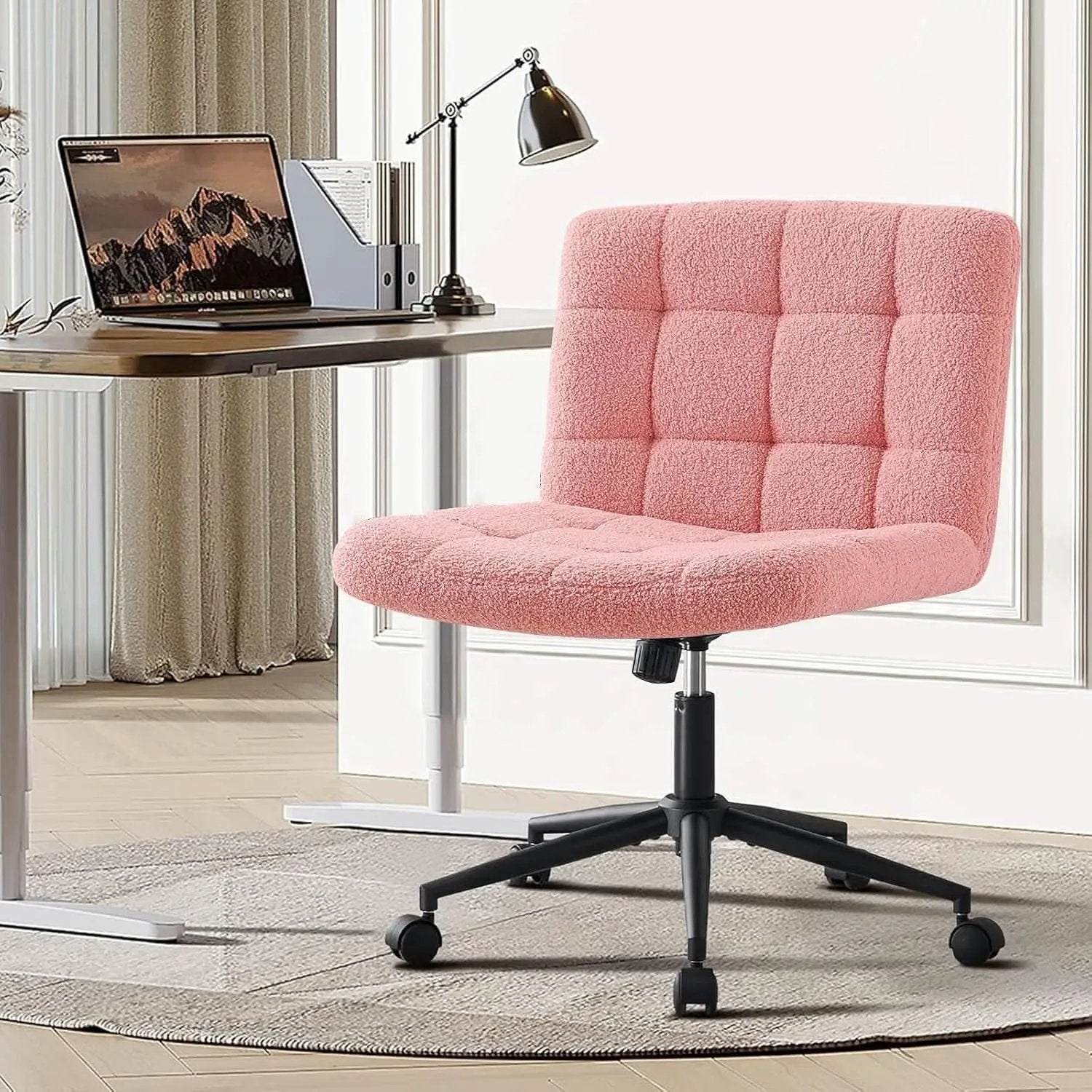 Pink Swivel Office Chair With Wheels Height Adjustable from PriceLows™