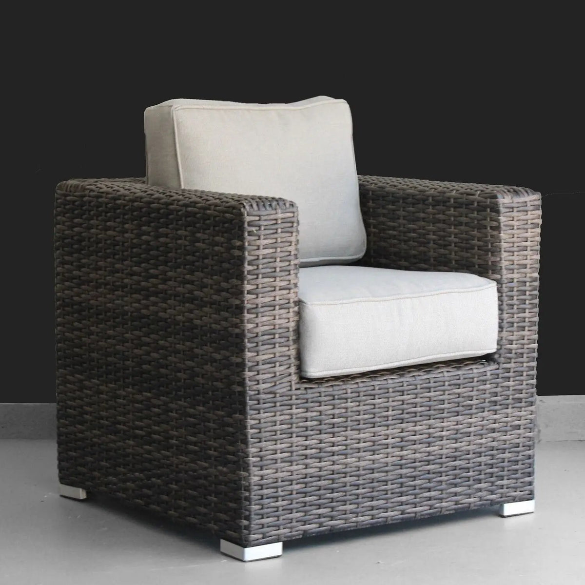 Patio Armchair With Cushions | Four Olefin Cushions | Industrial Accents | Weather-Resistant Build