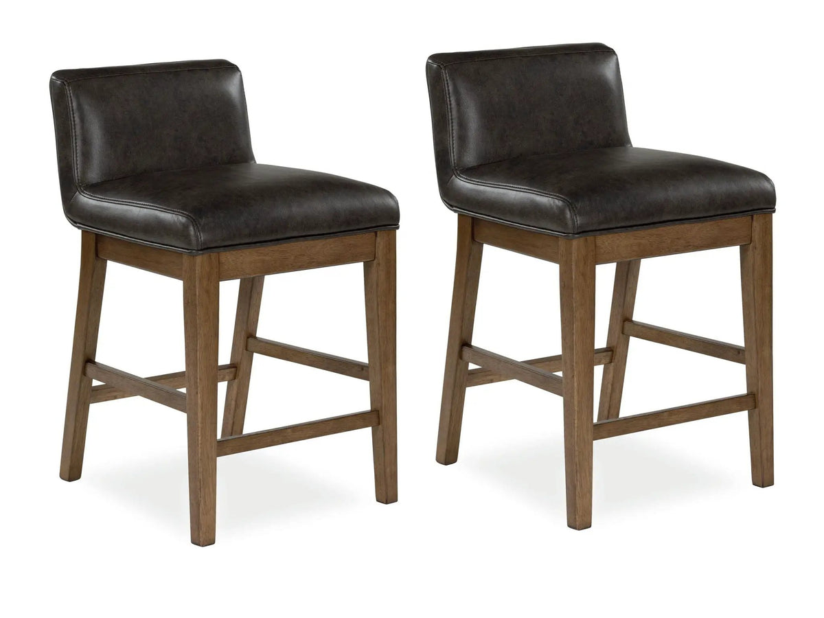 Cabalynn Upholstered Barstool | Set Of 2 | Two-Tone Brown | 26 Inch Seat Height