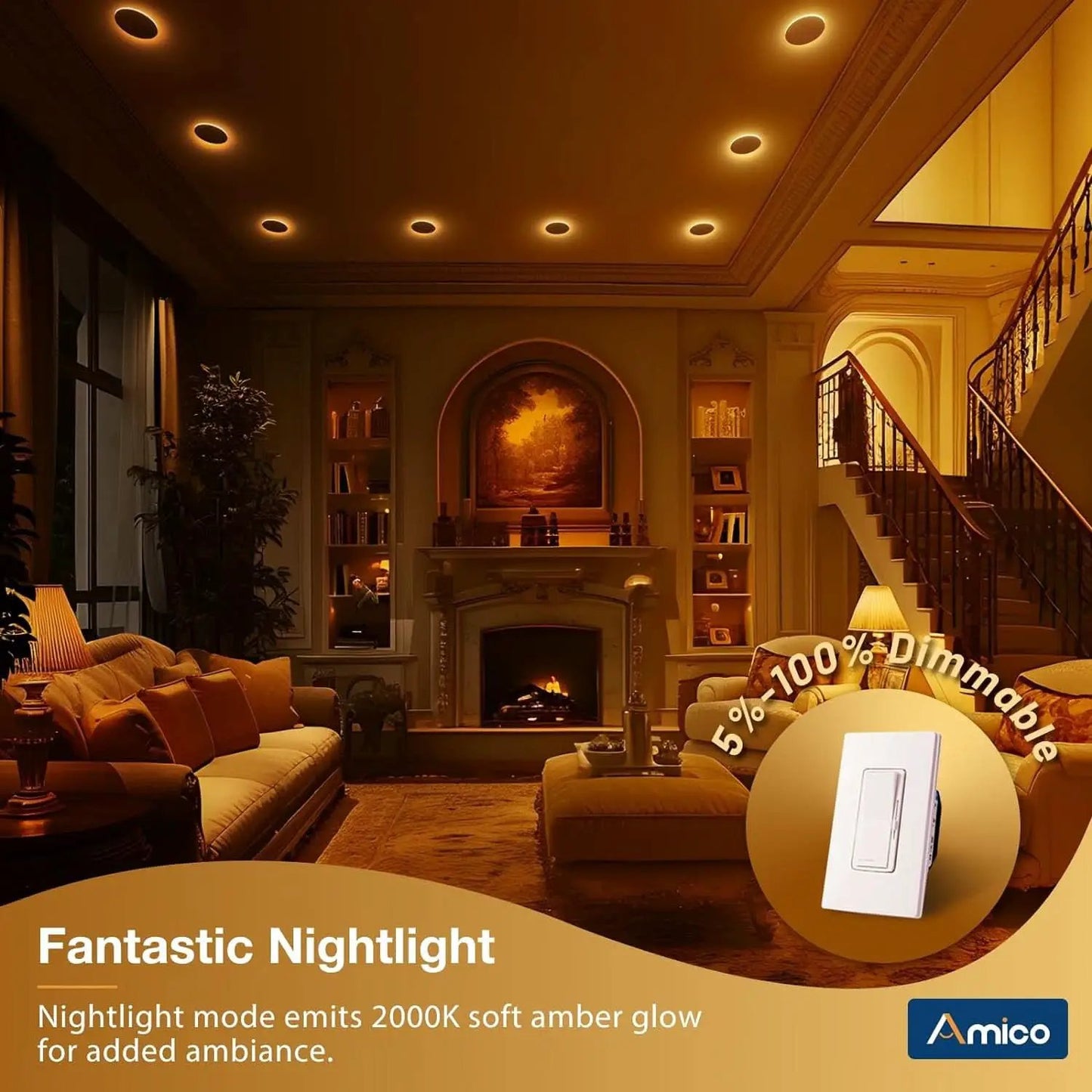 6 Inch 5CCT Dimmable LED Recessed Ceiling Light With Night Light 24 Pack Ultra Thin Canless Downlight from PriceLows™