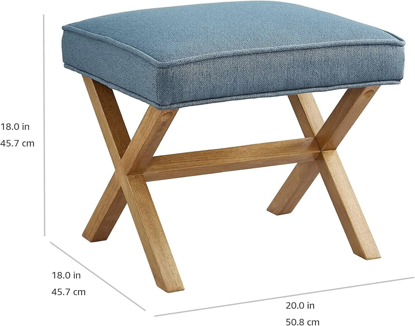 Indigo Blue Upholstered Ottoman Foot Stool 20Wx18Dx18H from PriceLows™