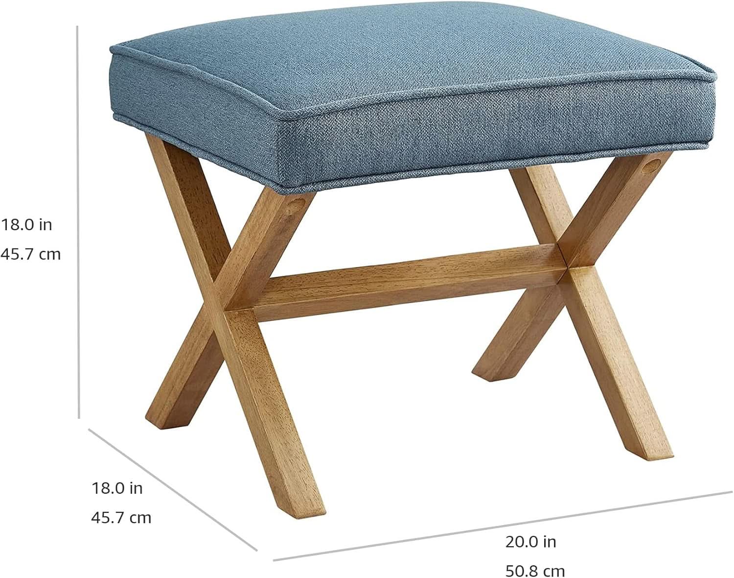 Indigo Blue Upholstered Ottoman Foot Stool 20Wx18Dx18H from PriceLows™