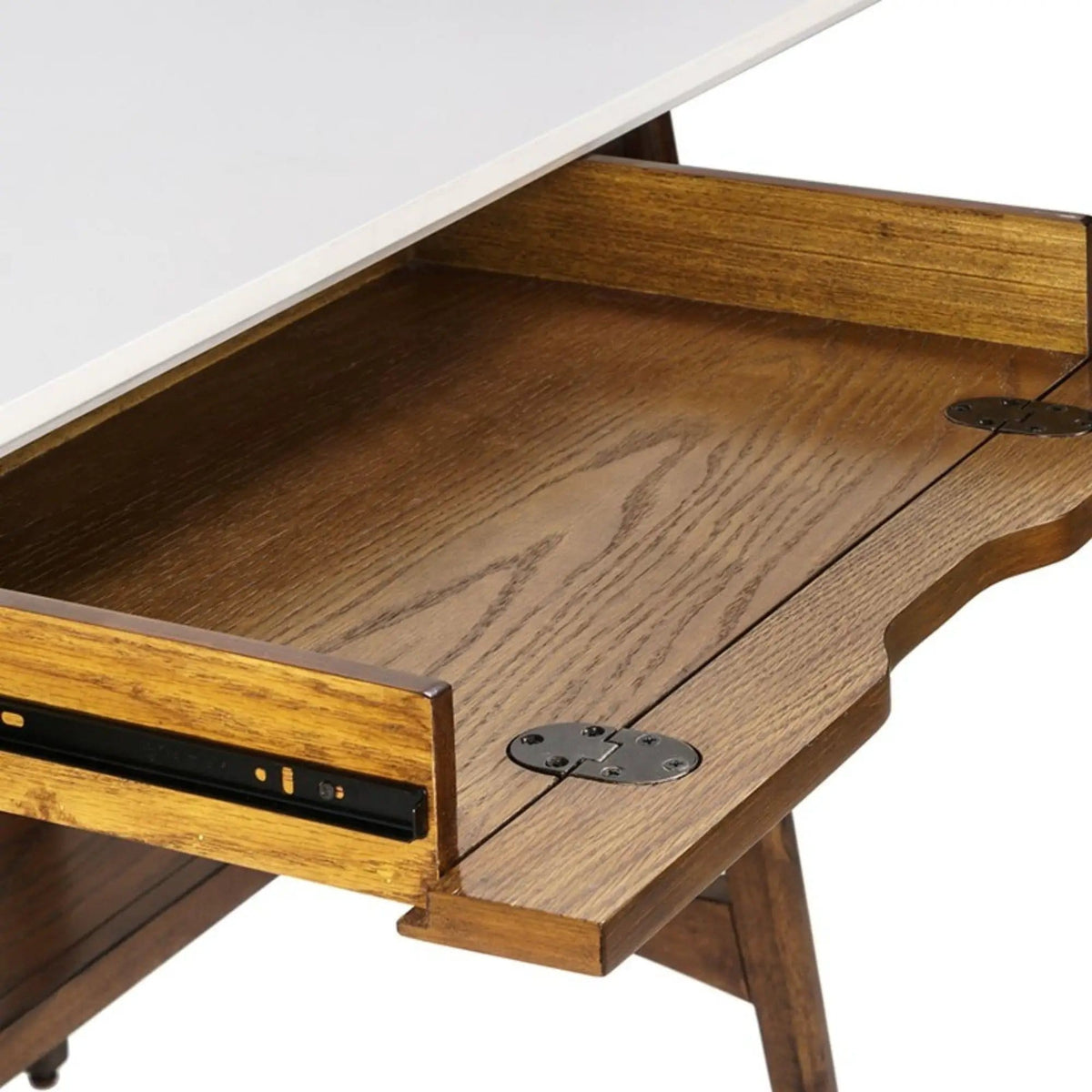 Parker Desk With Storage Shelf | 48 x 24 x 30 in | Mdf & Wood | Off White / Pecan