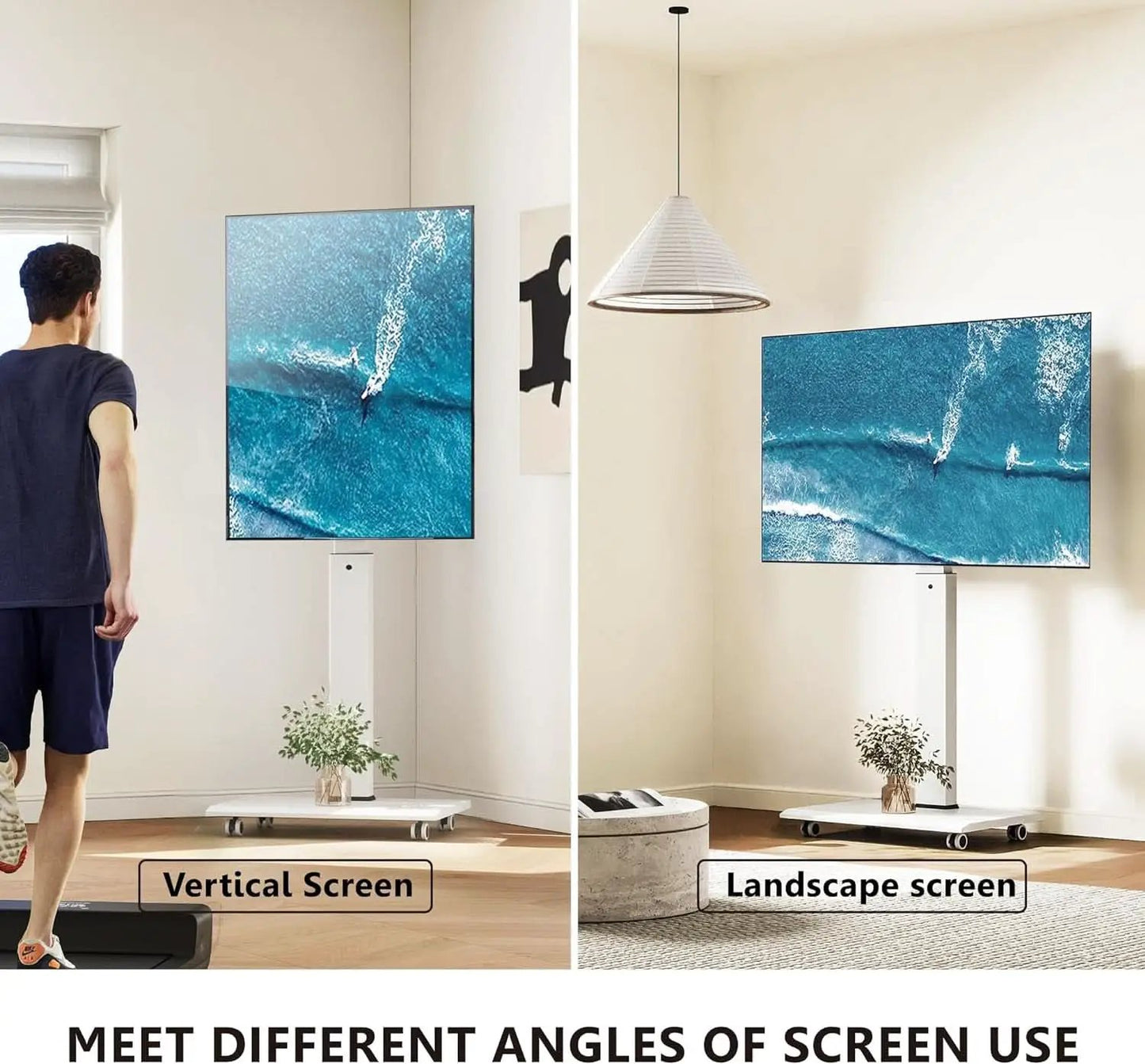 Rolling TV Stand On Wheels For 32 To 75 Inch TVs With 40 Degree Swivel from PriceLows™