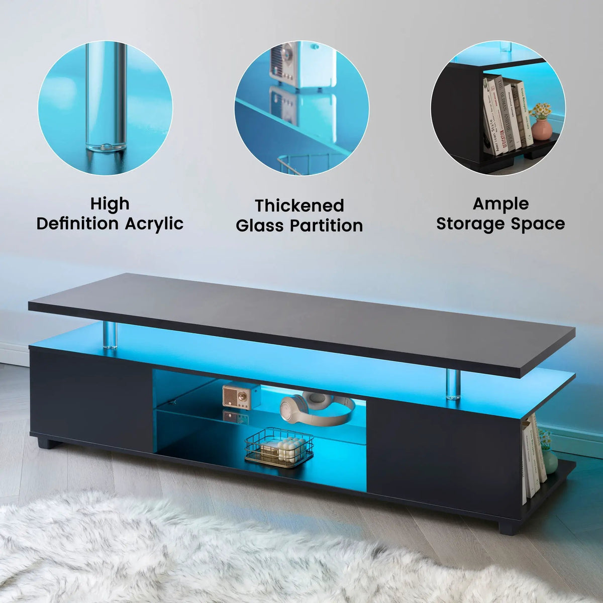 TV Stand | Built In LED | Large Side Cabinet | Modern Style