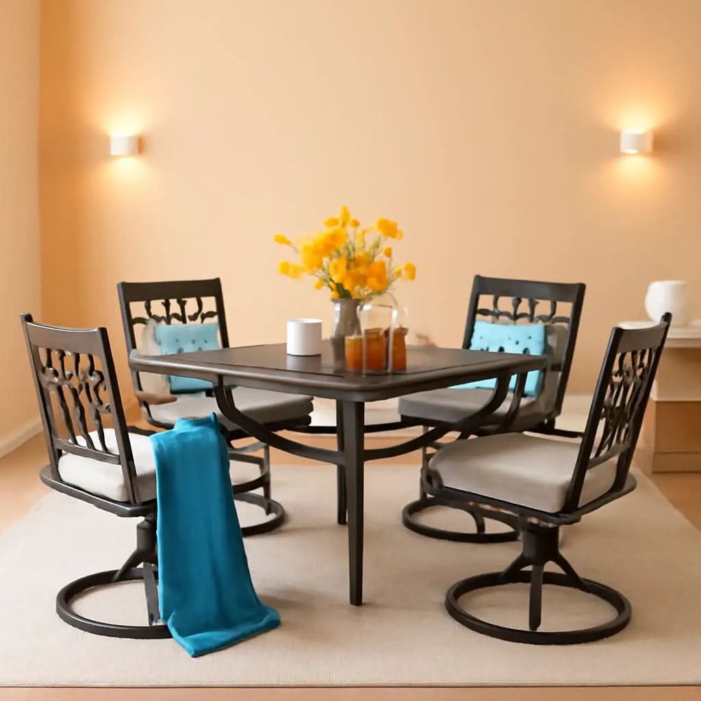 Patio Dining Set 5 Pieces With 37 Inch Table And Cushioned Swivel Chairs from PriceLows™