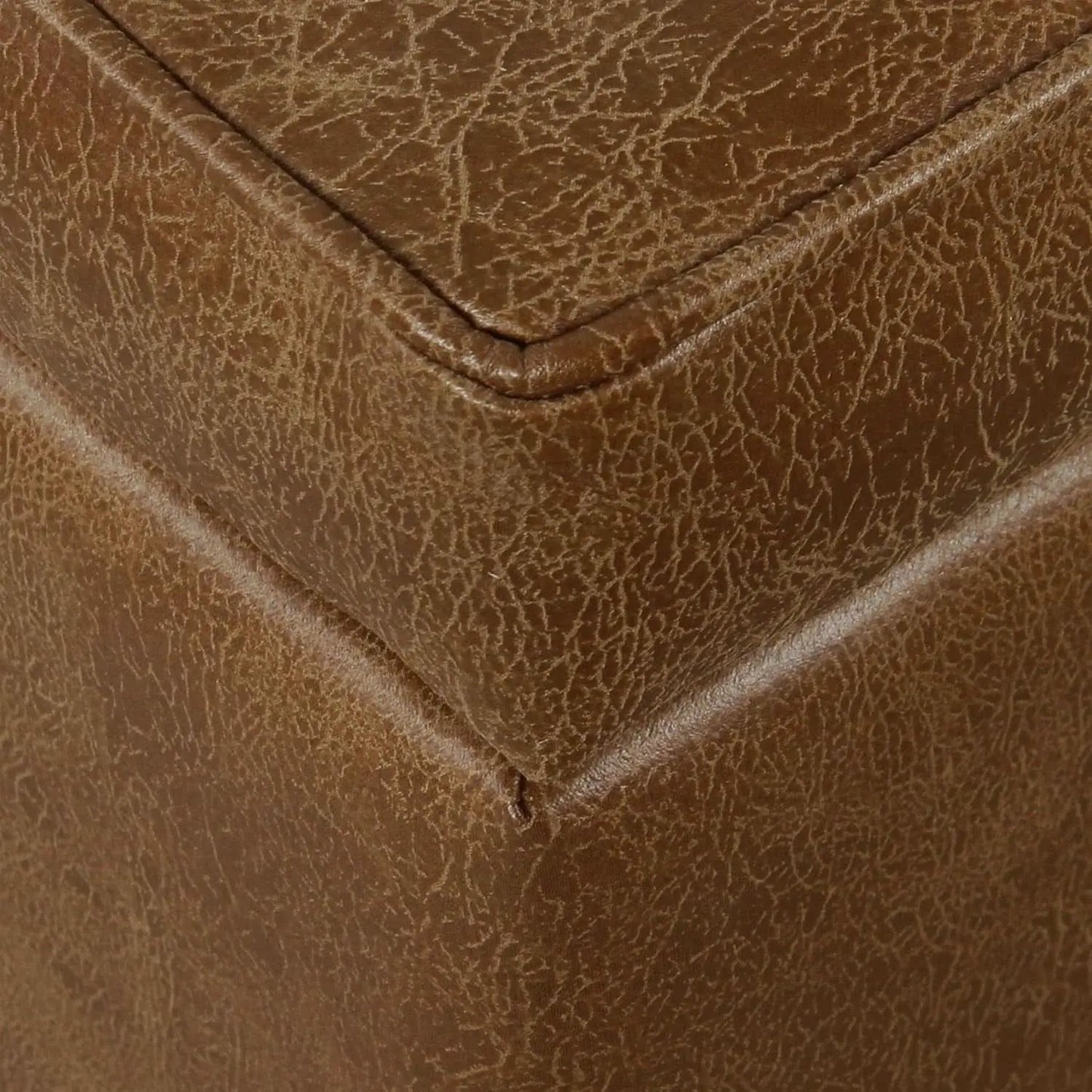 Small Distressed Brown Faux Leather Storage Ottoman from PriceLows™
