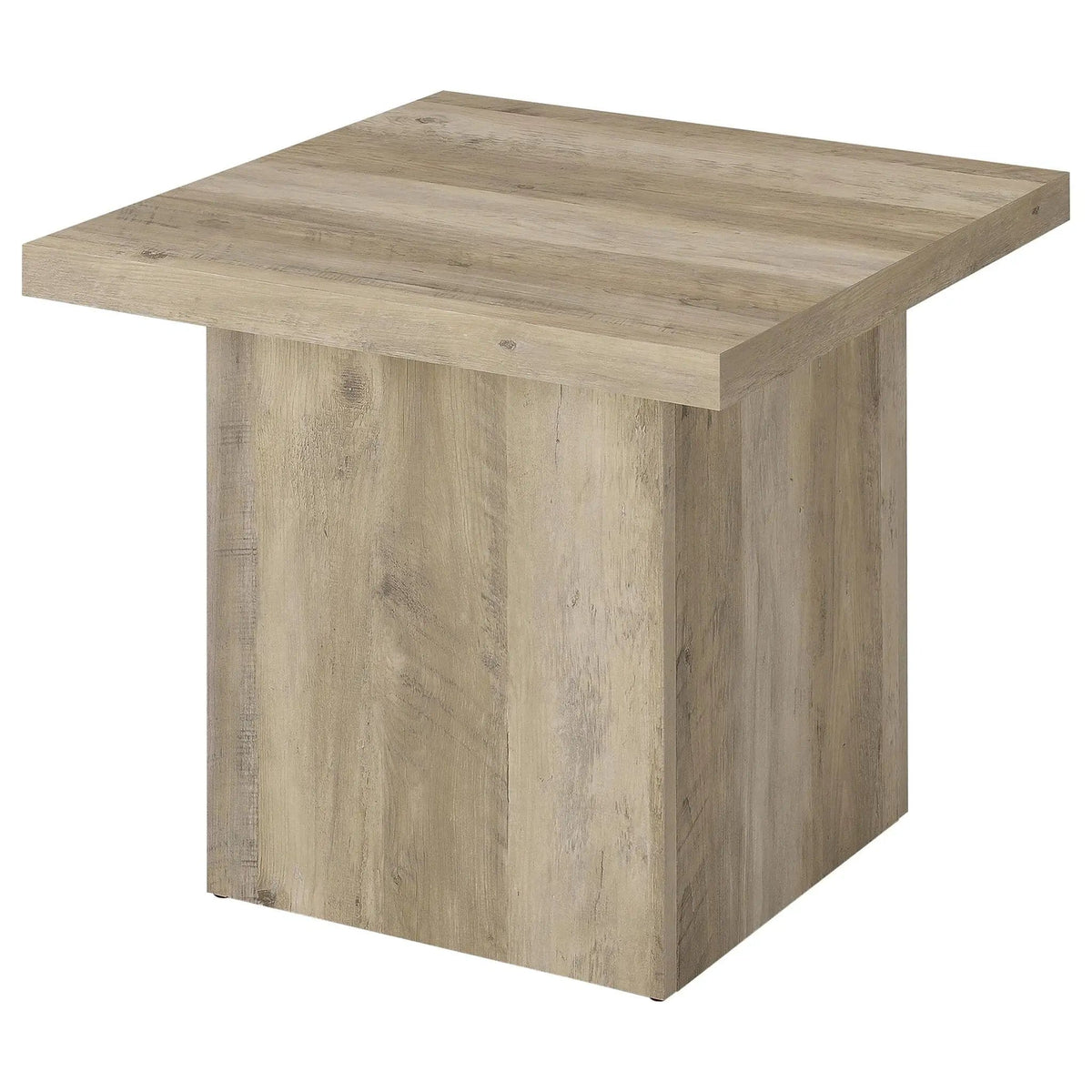 Devar Square Engineered Wood End Table Distressed Pine | 23.5 x 23.5 x 21.75 in | Engineered Wood & Veneer | Living Room