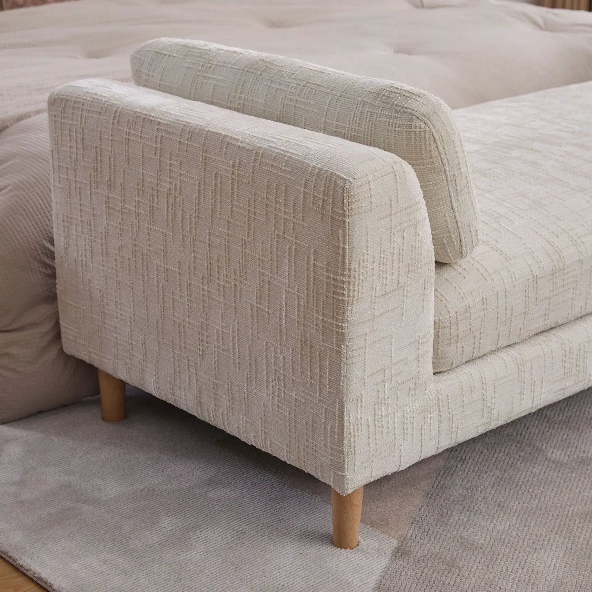 End Of Bed Bench | Upholstered With Armrests | Trapezoid Chaise Design | Kiln-Dried Solid Wood
