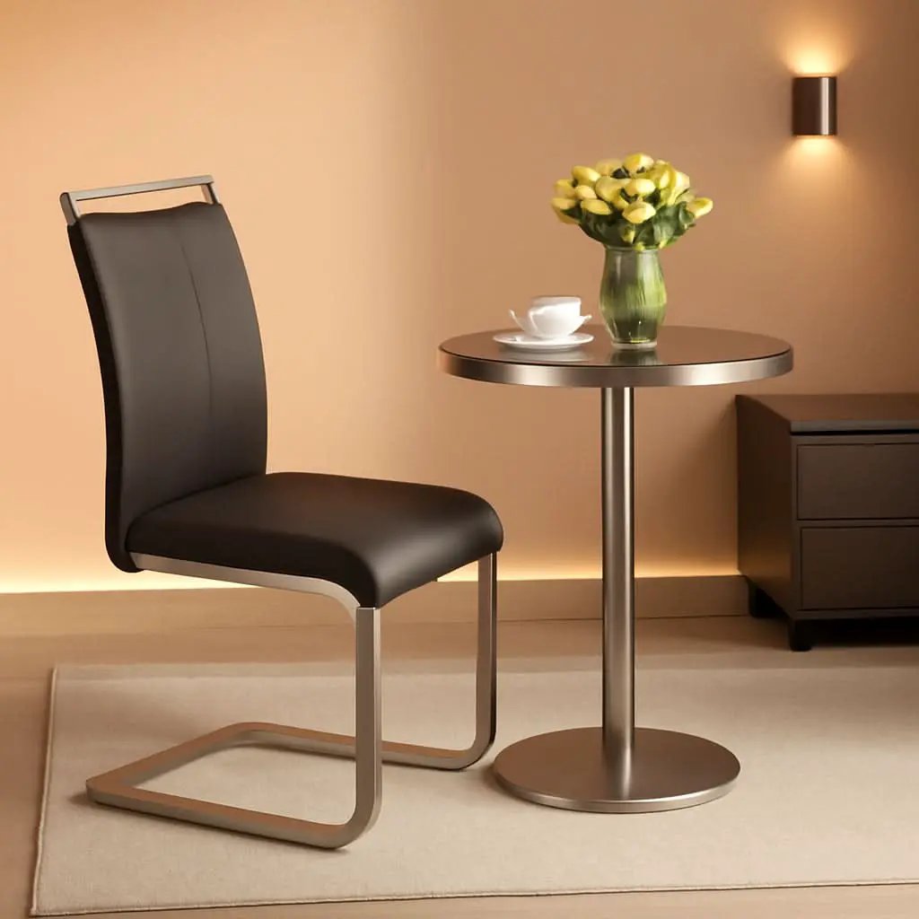 Black Dining Chairs 4 Pack With Faux Leather Seats from PriceLows™