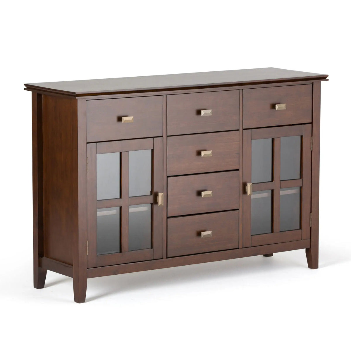 Artisan Sideboard Buffet | Handcrafted Solid Wood | 6 Center Drawers | Metal Glides
