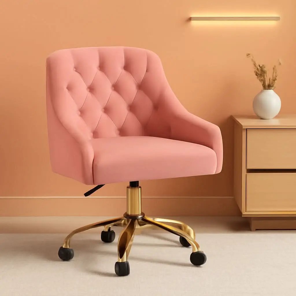 Pink Velvet Office Chair 360 Swivel Modern Desk Chair from PriceLows™