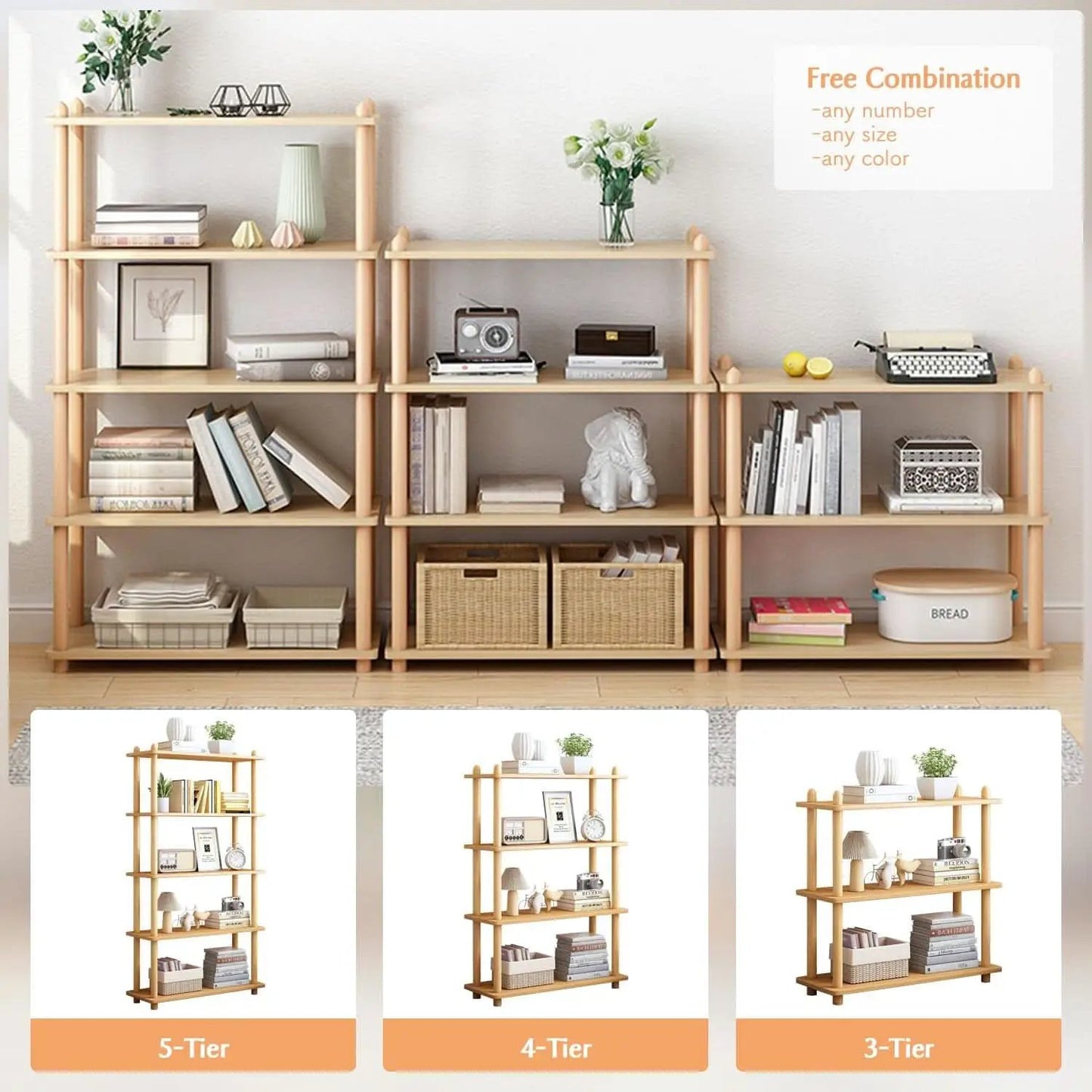 Three Tier White Bookcase Free Standing Display Rack from PriceLows™
