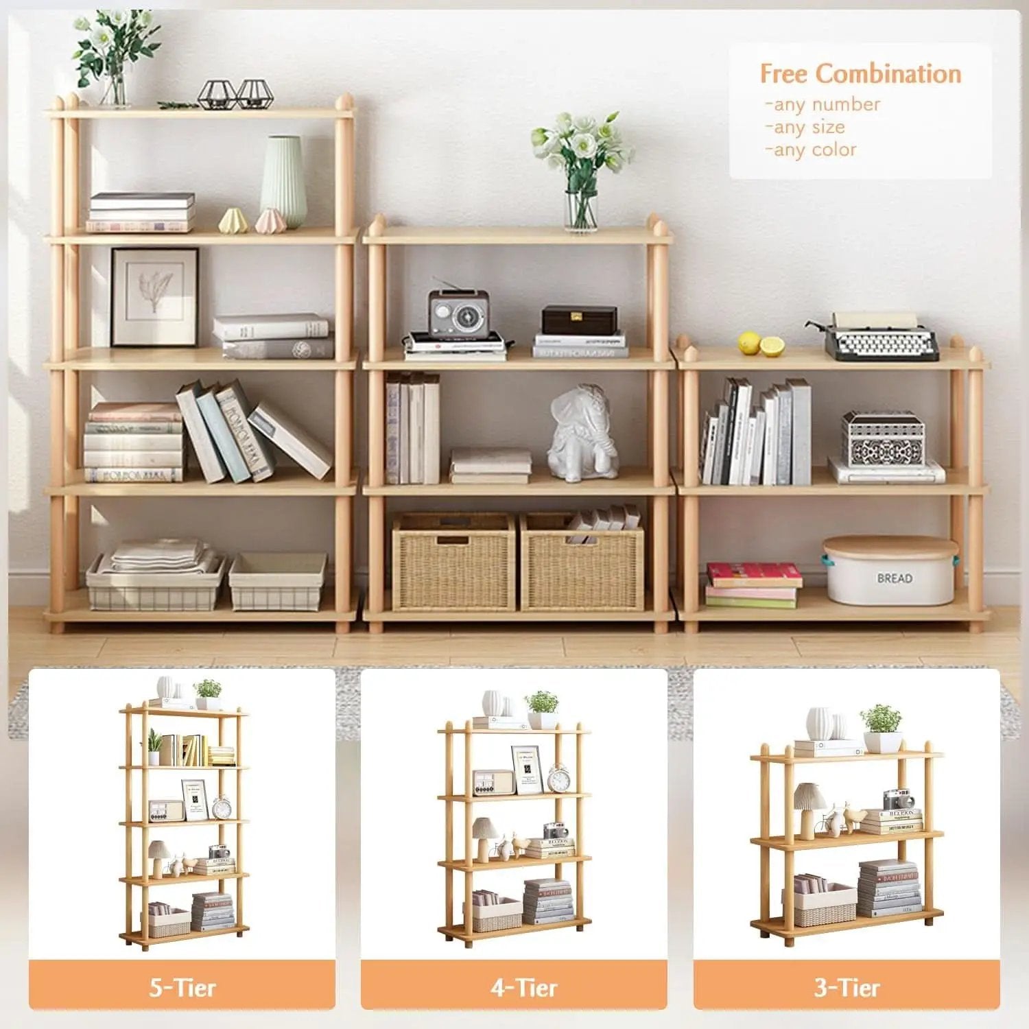 Three Tier White Bookcase Free Standing Display Rack from PriceLows™