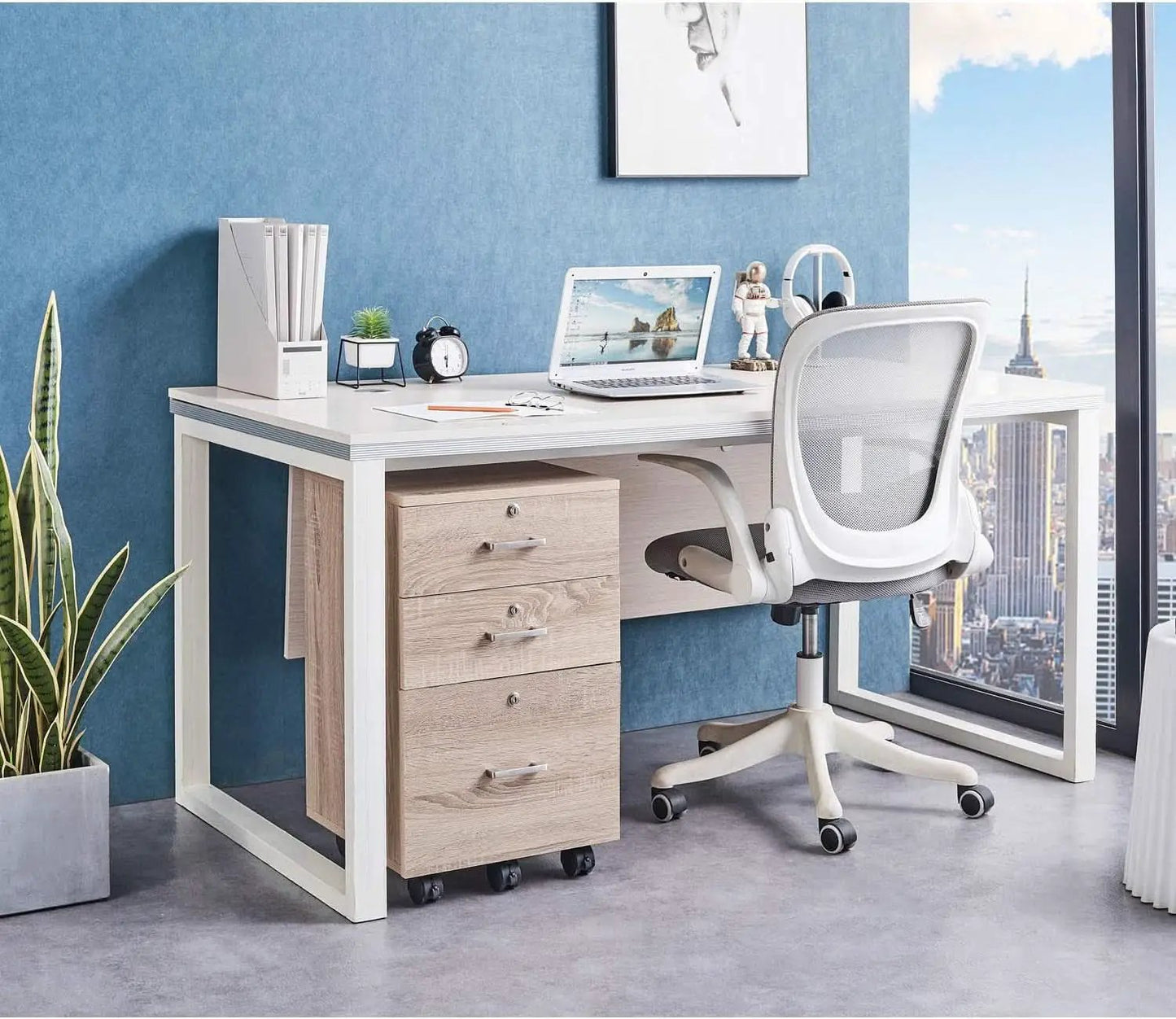 Oak 26 Inch High 3 Drawer File Cabinet With Lock For Letter Size Files And Mobile Under Desk from PriceLows™