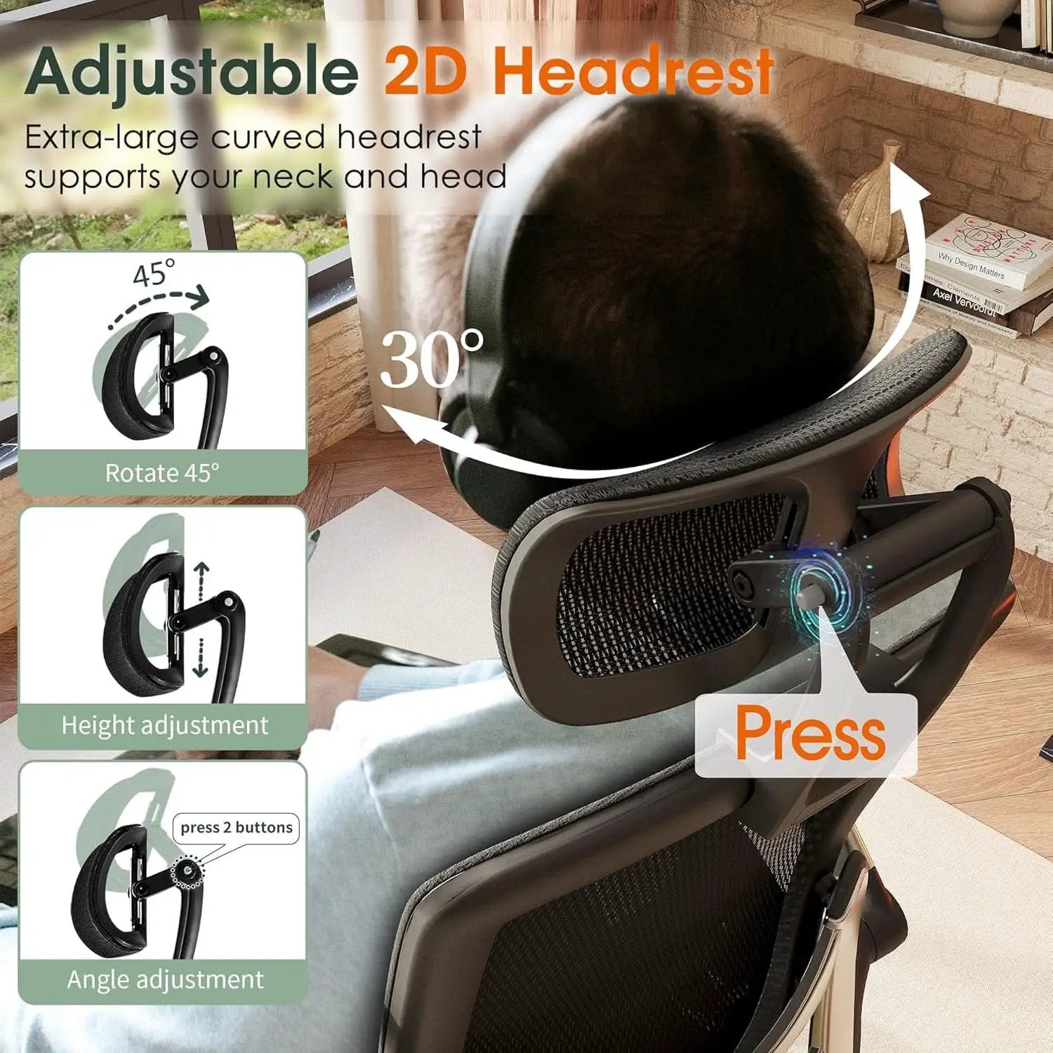 Big Tall Mesh Office Chair With Headrest And Tilt from PriceLows™