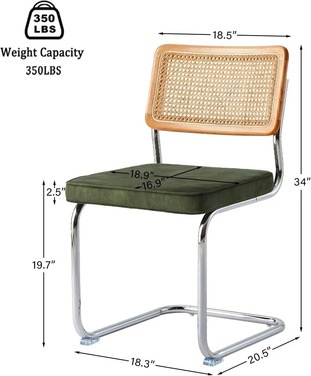 Green Rattan Dining Chairs FourPiece ChromeFinish Set from PriceLows™
