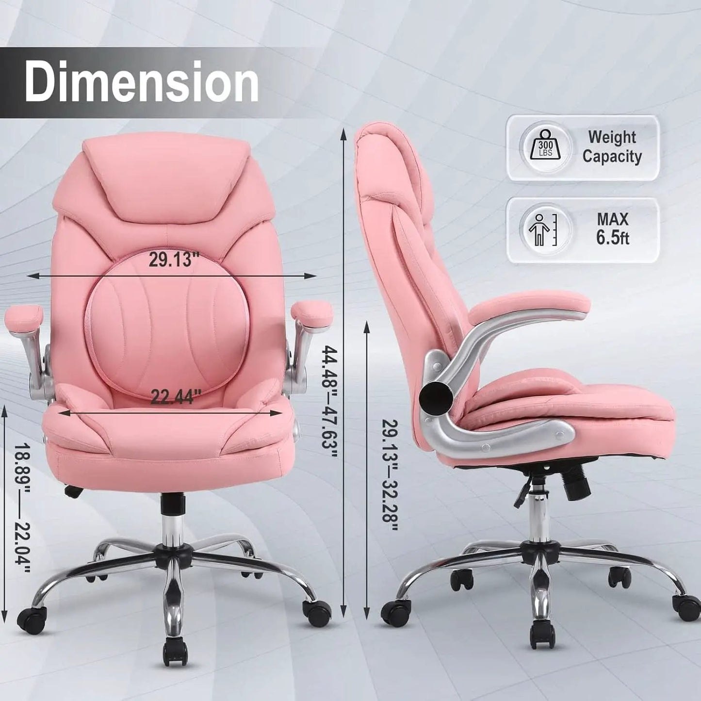 Pink Ergonomic Office Chair With Adjustable Lumbar Support from PriceLows™