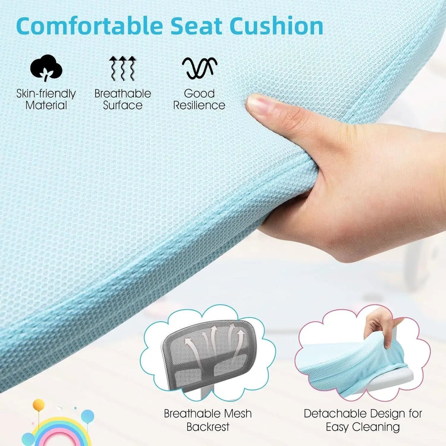 Ergonomic Kids Desk Chair With Lumbar Support Blue from PriceLows™