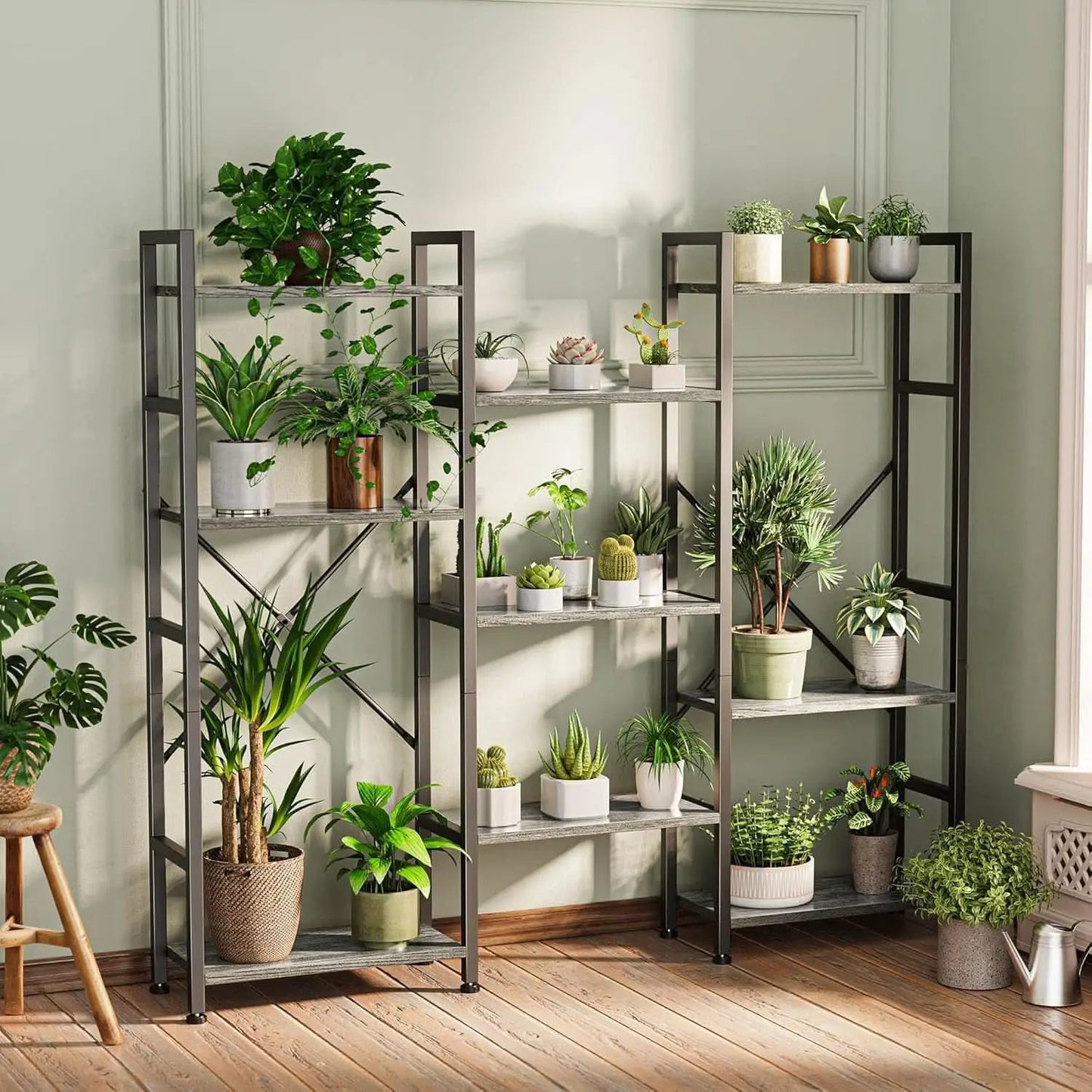 Grey 4 Tier Ladder Bookshelf With 11 Open Shelves For Home from PriceLows™