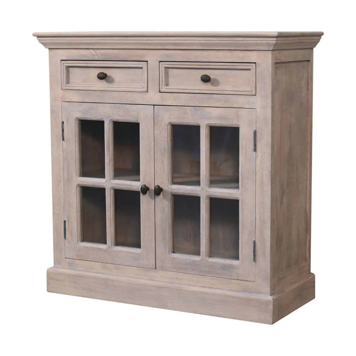 Cabinet With Glazed Doors | 2 Pieces | Solid Wood & Brass | Living Room