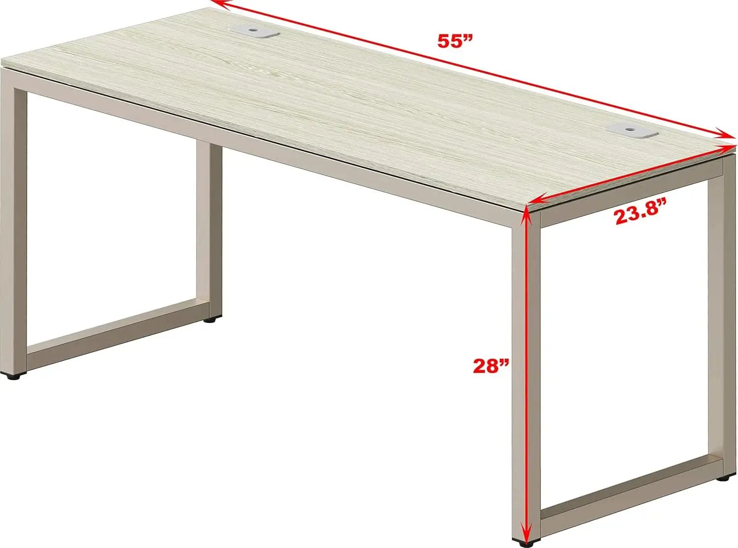 55 Inch Maple Computer Desk With Grommets And Glides from PriceLows™