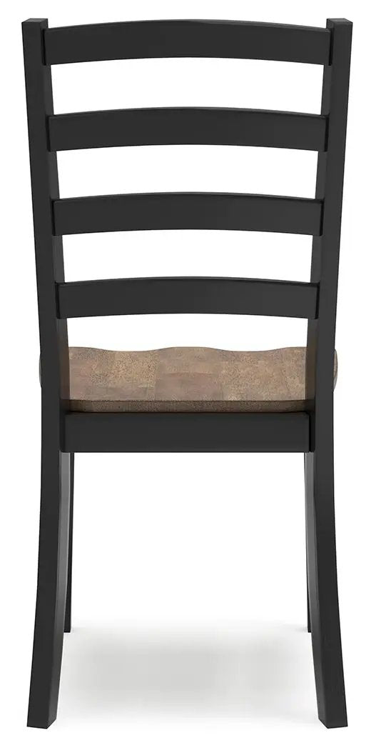 Dining Side Chair | Ladderback Design | Set Of 2 | Brown And Black