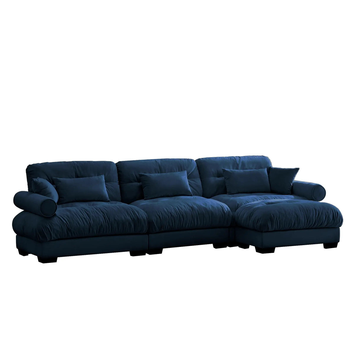 Modular Sectional Sofa | Deep Comfort Cushions | Vintage Fabric Ottoman