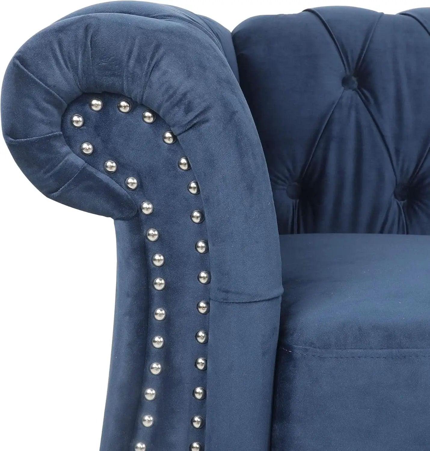 Three Piece Blue Velvet Chesterfield Sofa Set With Club Chair And Loveseat For Living Room from PriceLows™