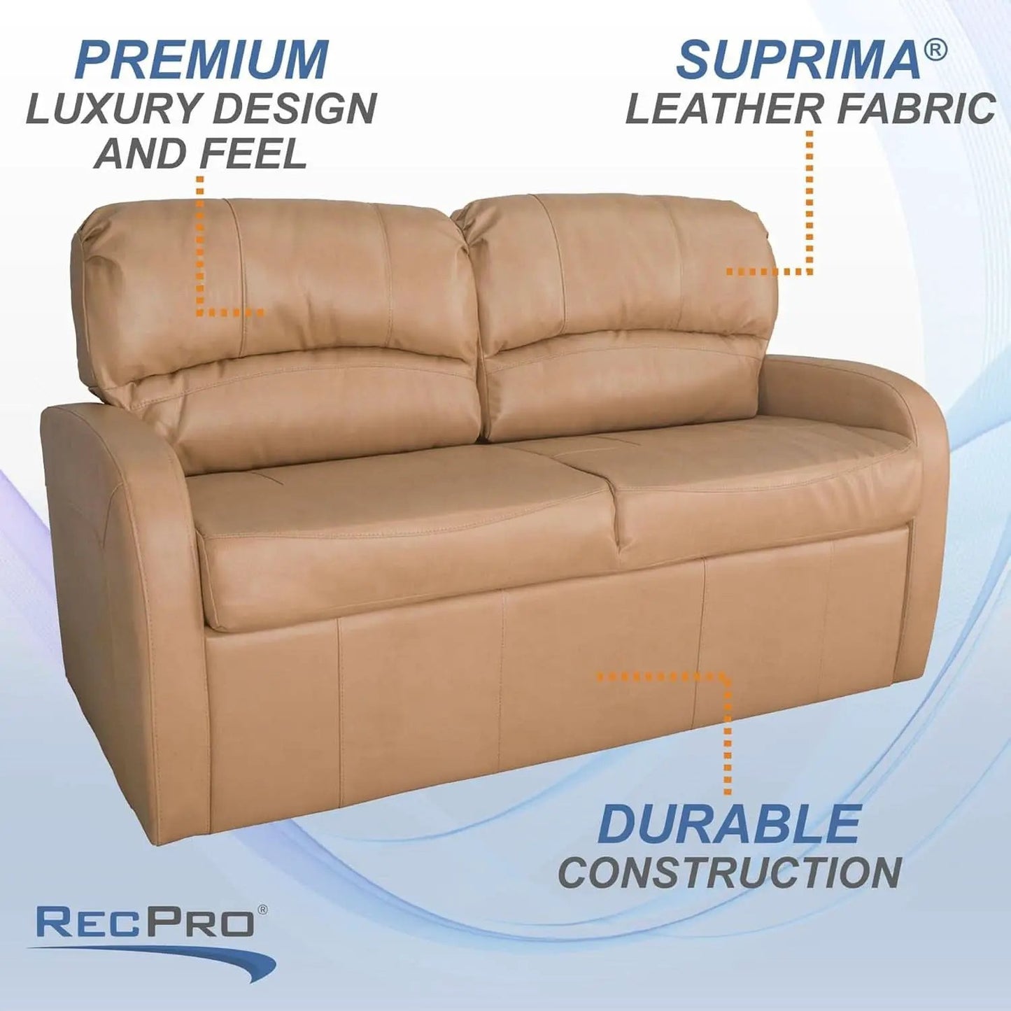 65 Inch Jack Knife RV Sleeper Sofa Toffee Leather PUPro Plus from PriceLows™