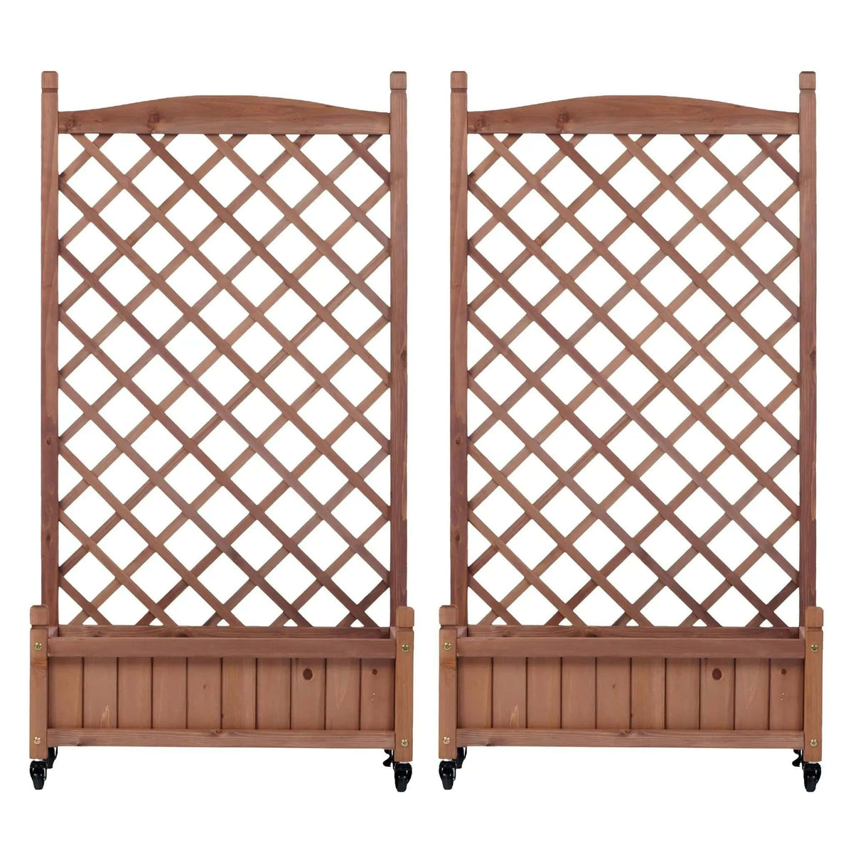Raised Garden Bed With Trellis 2 Pack, Outdoor Planter Box & Plant Stand With | 25 x 11 x 42.3 in | Solid Wood | Brown