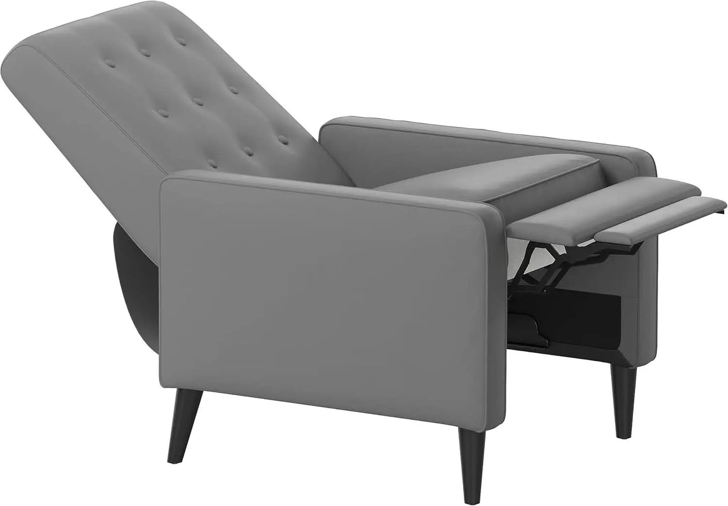 Ezra Pushback Recliner Light Gray LeatherSoft Mid Century Modern from PriceLows™