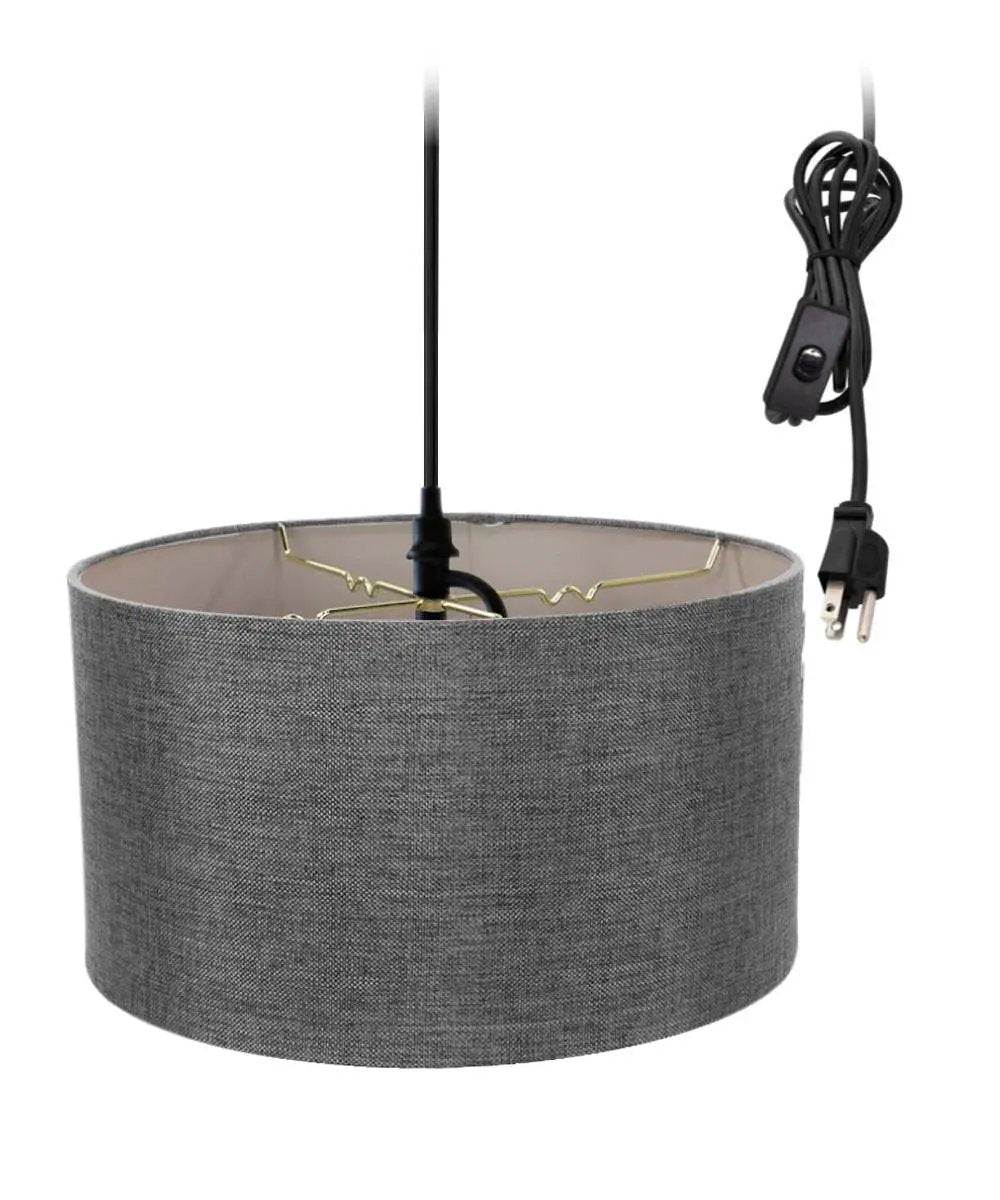Swag Pendant Light | 1 Light | Plug In Design | Granite Grey Shade