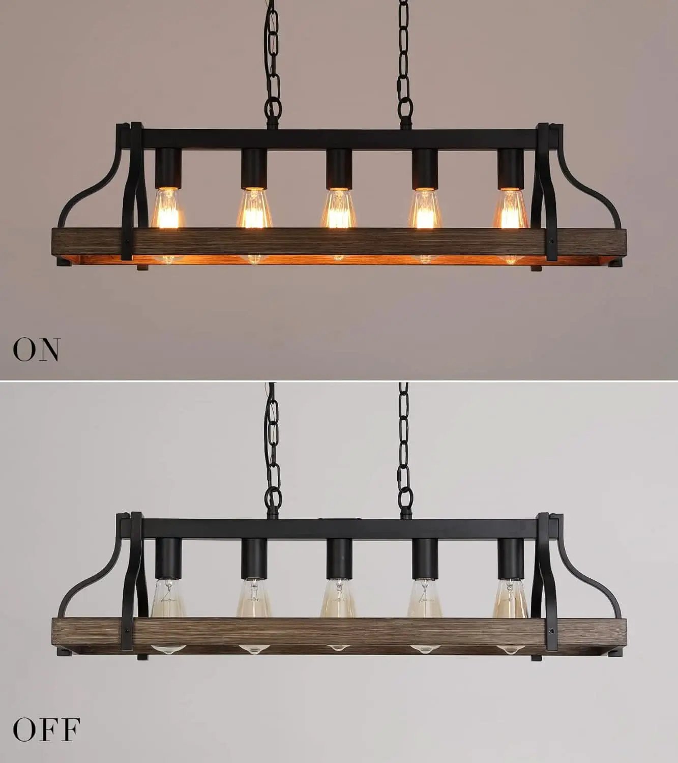 Rustic 5 Light Linear Chandelier Kitchen Island Black from PriceLows™