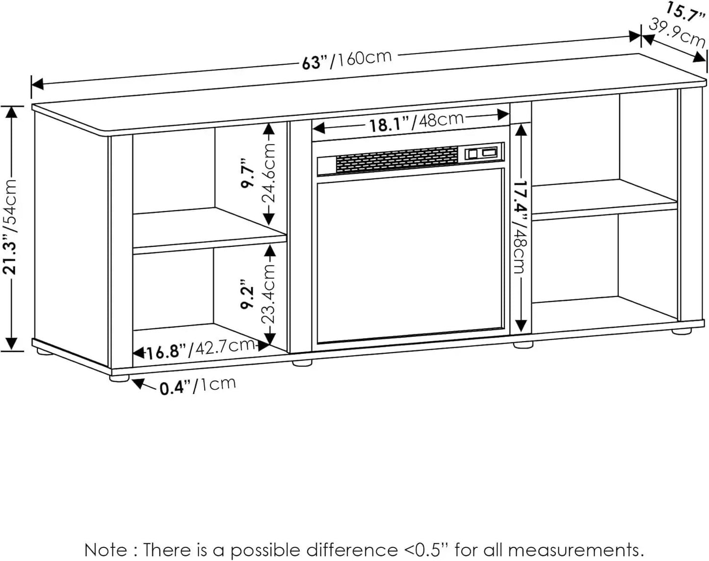 70 Inch TV Stand With Electric Fireplace In French Oak Grey from PriceLows™