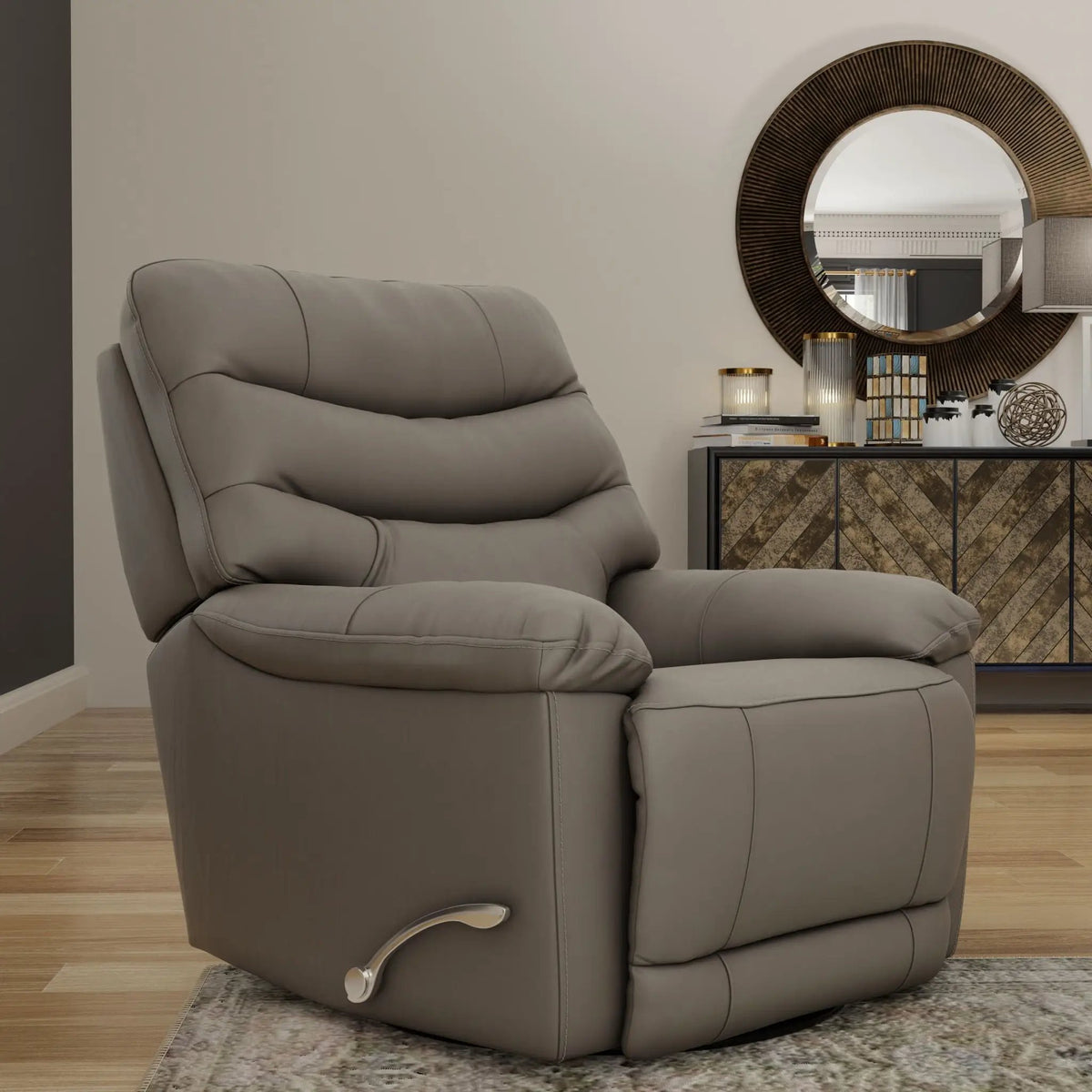 Oslo Antelope Swivel Glider Recliner | Manual Footrest | 360 Degree Swivel Base | No-Sag Suspension