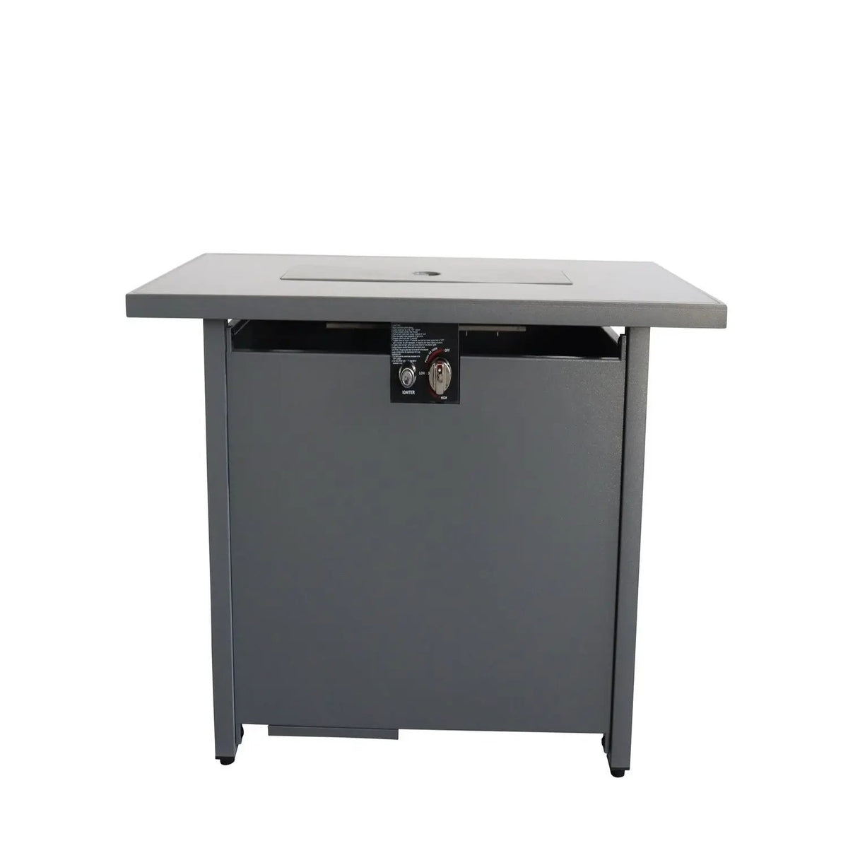 Black Fire Pit Table | Smoked Glass Top | Deck Safe | Push-Button Ignition