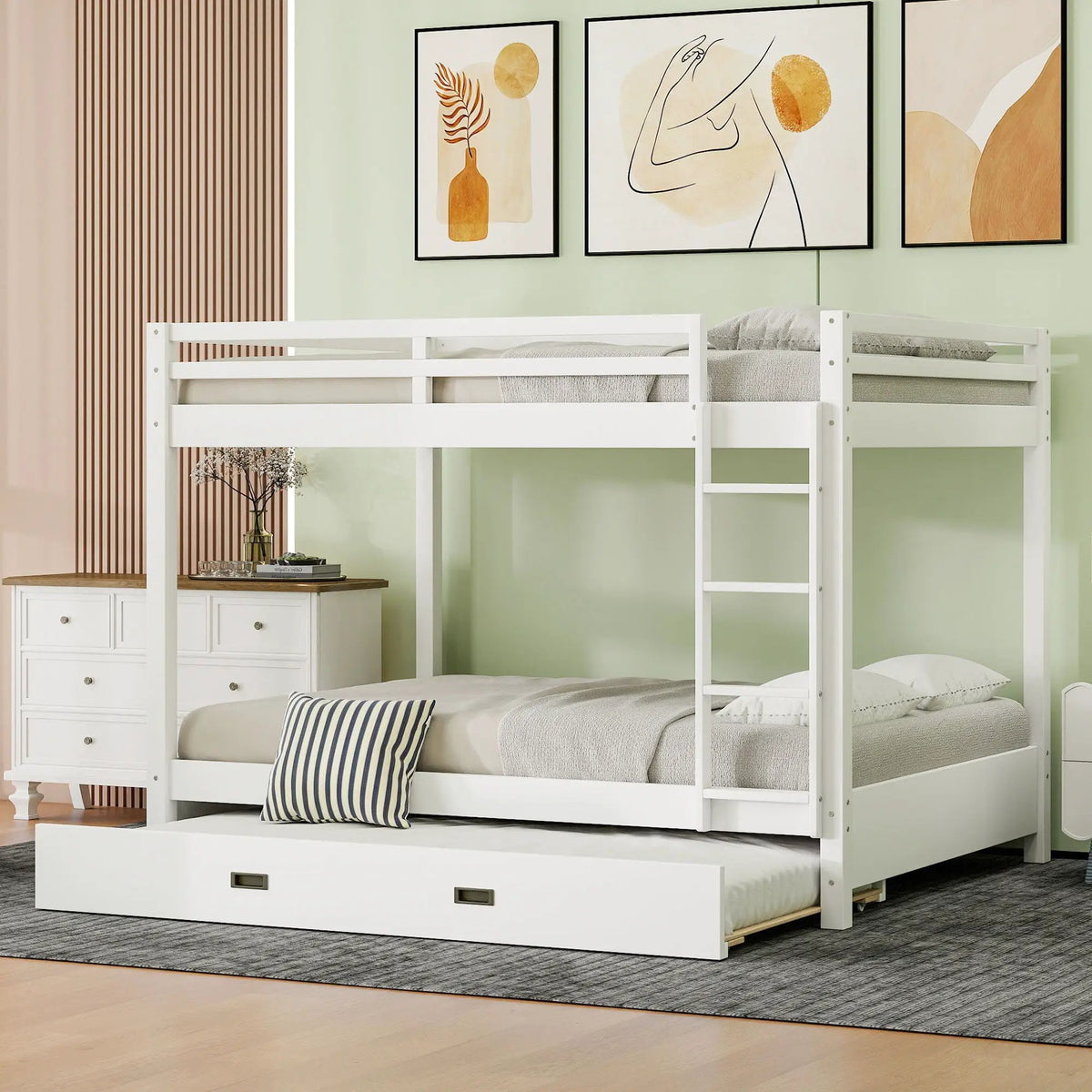 Sturdy Bunk Bed With Ladder | Solid Pine Wood | Guard Rails | Compact Layout