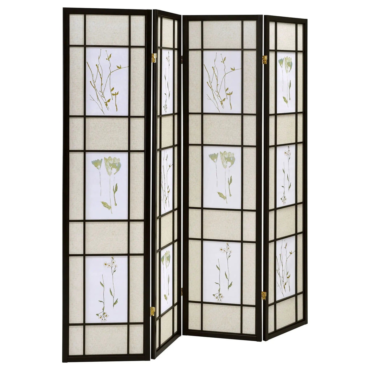 Catabella 4-Panel Room Divider Folding Shoji Screen Floral | 69.5 x 0.75 x 70.25 in | Fabric & Wood | Home