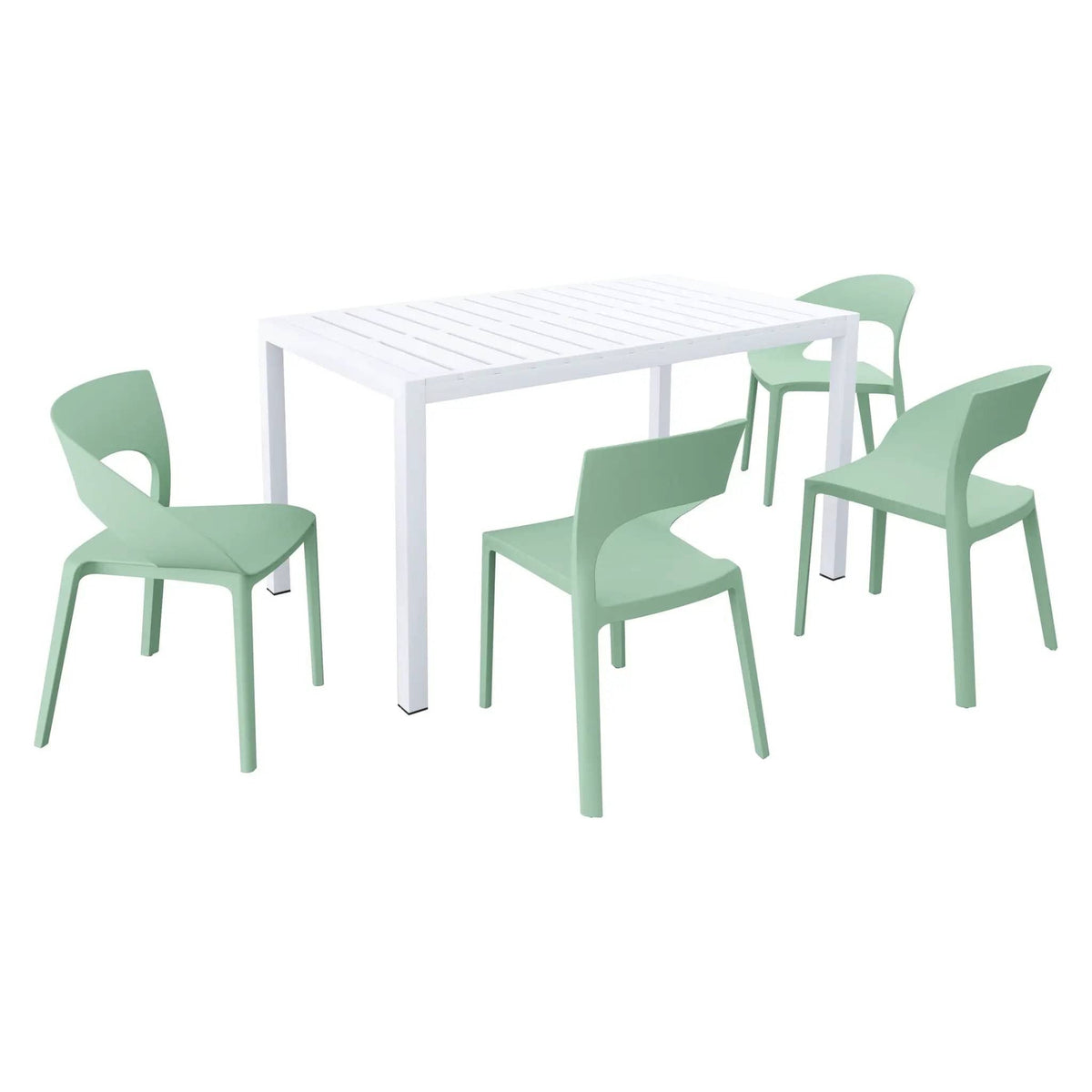 4 Piece Set Of Modern Designed Single Chairs With Long Table | 4-Piece Set | Metal | Outdoor Living