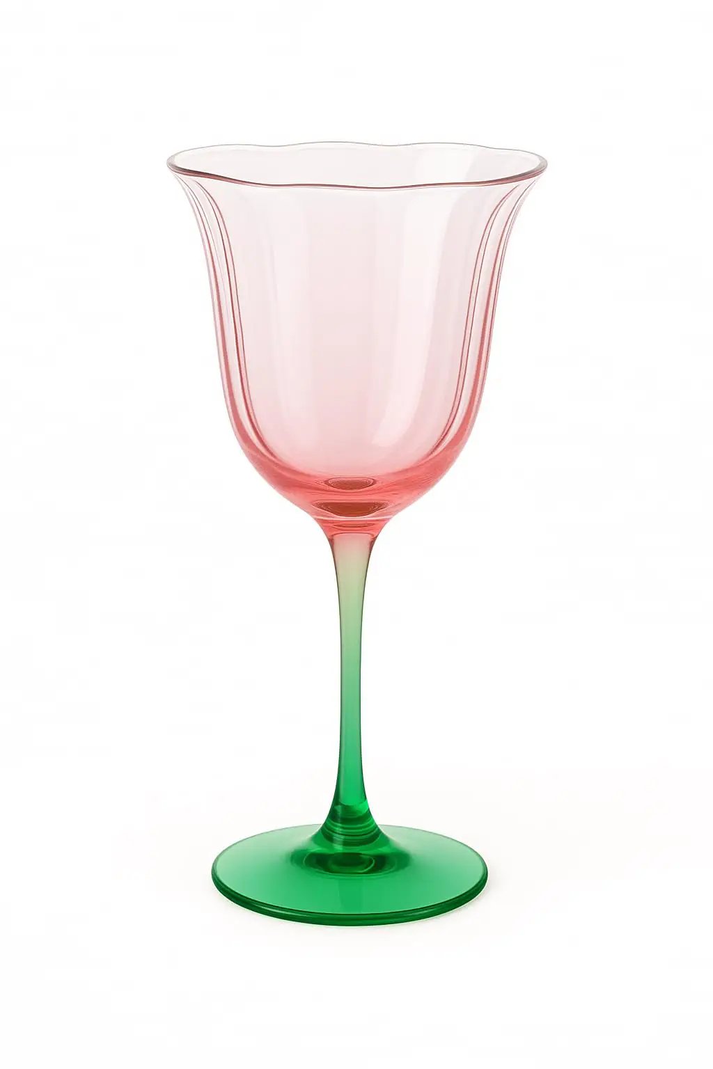 Khen Blossom Pink Tulip Wine Glasses Set of 2, Hand Blown Colored Crystal from PriceLows™