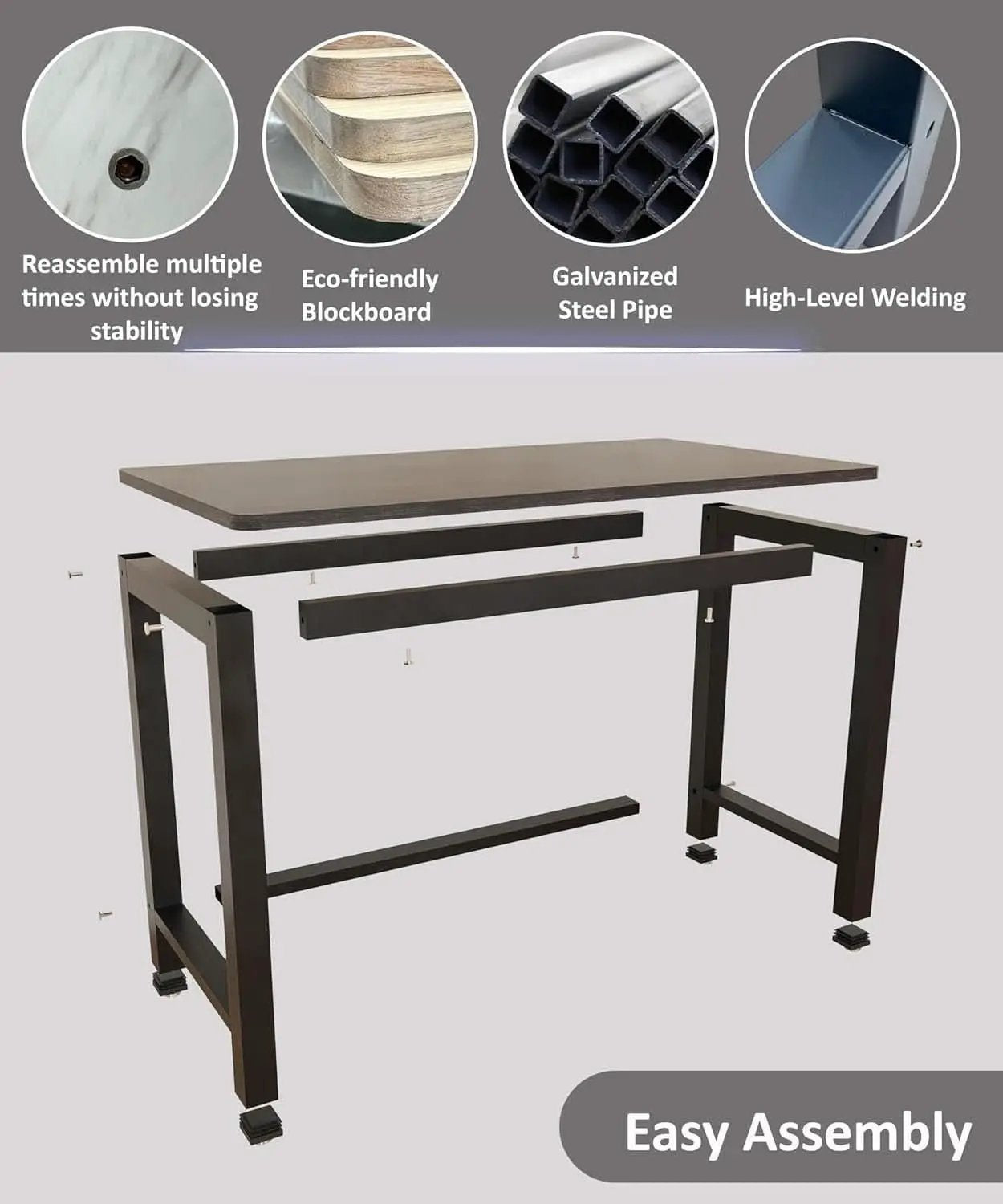 51 Inch Black Steel Computer Desk Heavy Duty 770 Lb from PriceLows™