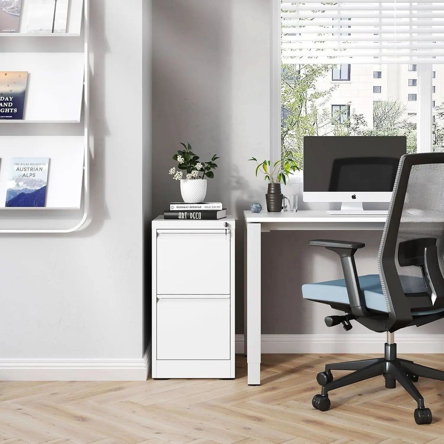 White 2 Drawer File Cabinet With Lock For Home Office Vertical Metal Filing Cabinet For Letter Legal A4 Files from PriceLows™