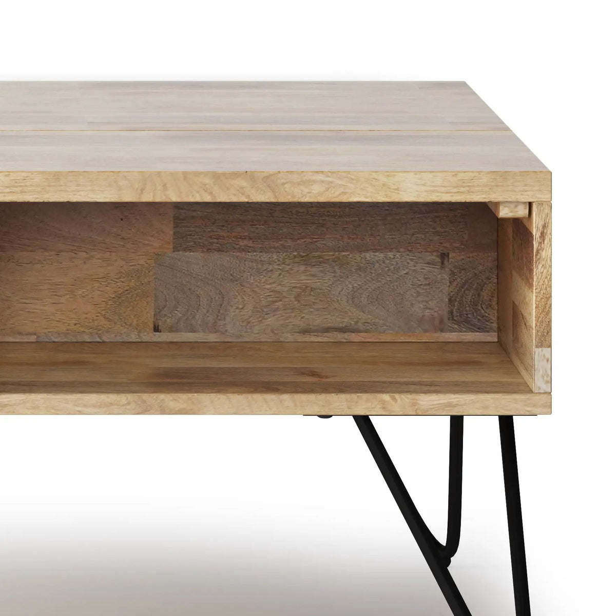 Hunter Lift Top Coffee Table | Handcrafted Solid Mango Hardwood | Split Lift Top | Large Storage Area
