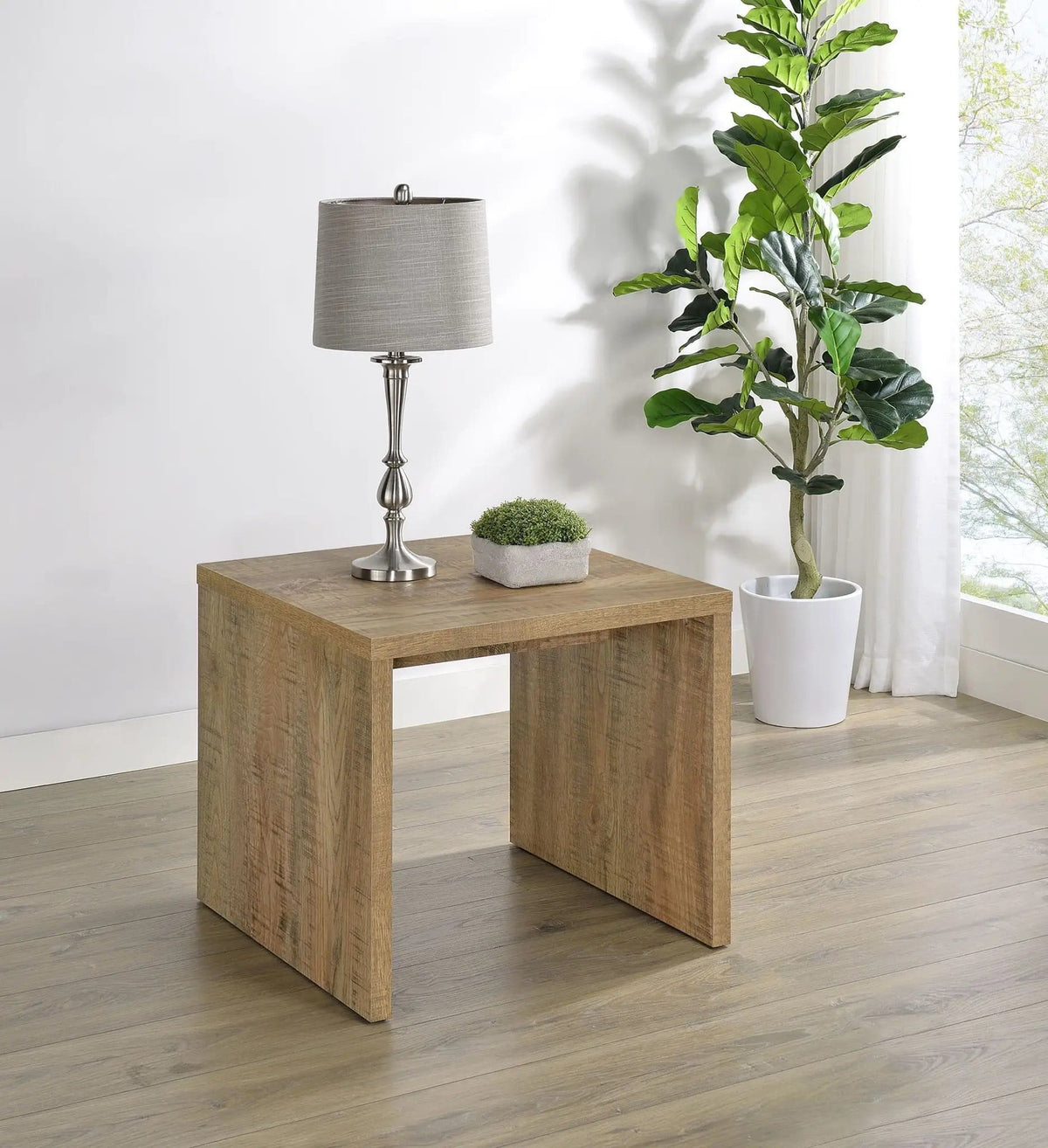 Canoga Engineered Wood Accent Side End Table Mango | 23.5 x 23.5 x 21.75 in | Engineered Wood & Veneer | Living Room