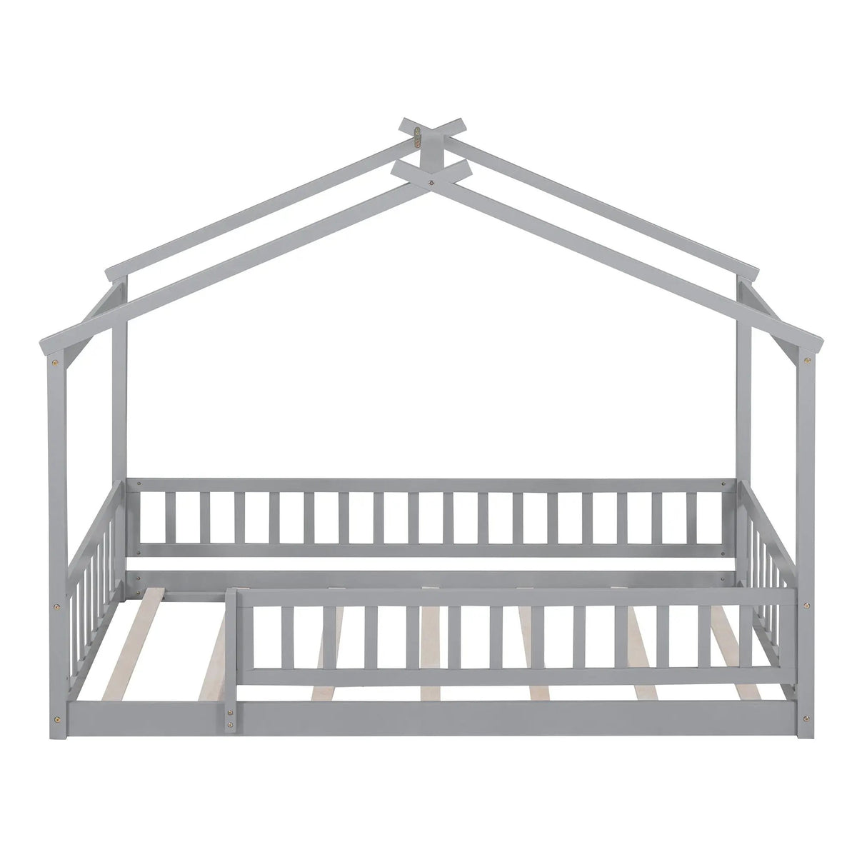 Kids Bed Frame | Playhouse Design | Roof And Fence | Toddler Size