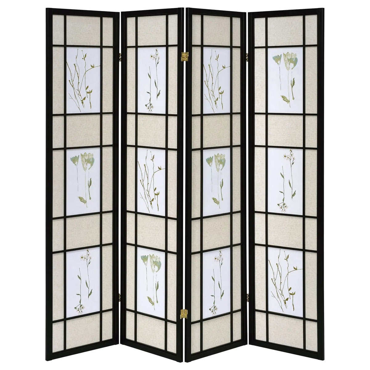 Catabella 4-Panel Room Divider Folding Shoji Screen Floral | 69.5 x 0.75 x 70.25 in | Fabric & Wood | Home