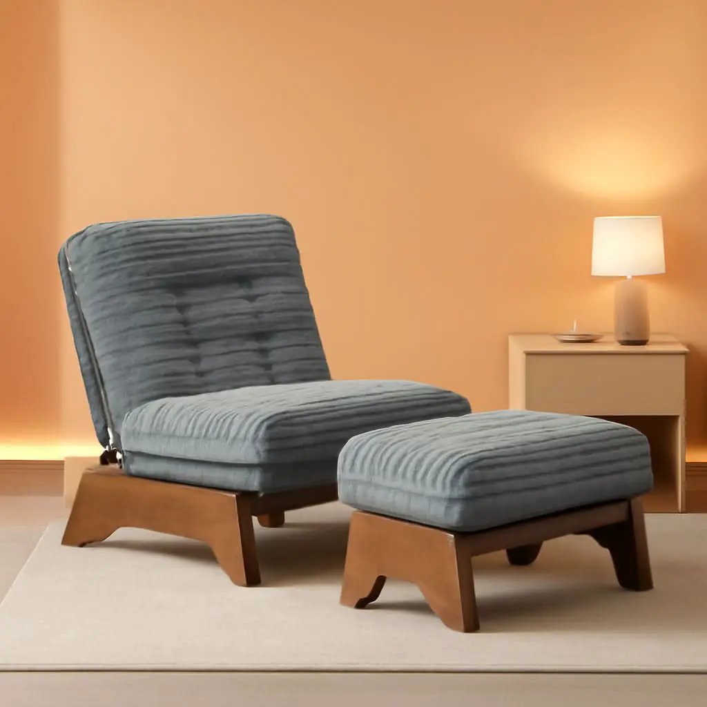 Grey Adjustable Accent Chair Featuring Plush Ottoman from PriceLows™