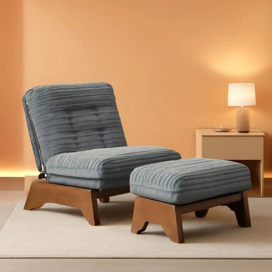 Grey Adjustable Accent Chair Featuring Plush Ottoman from PriceLows™