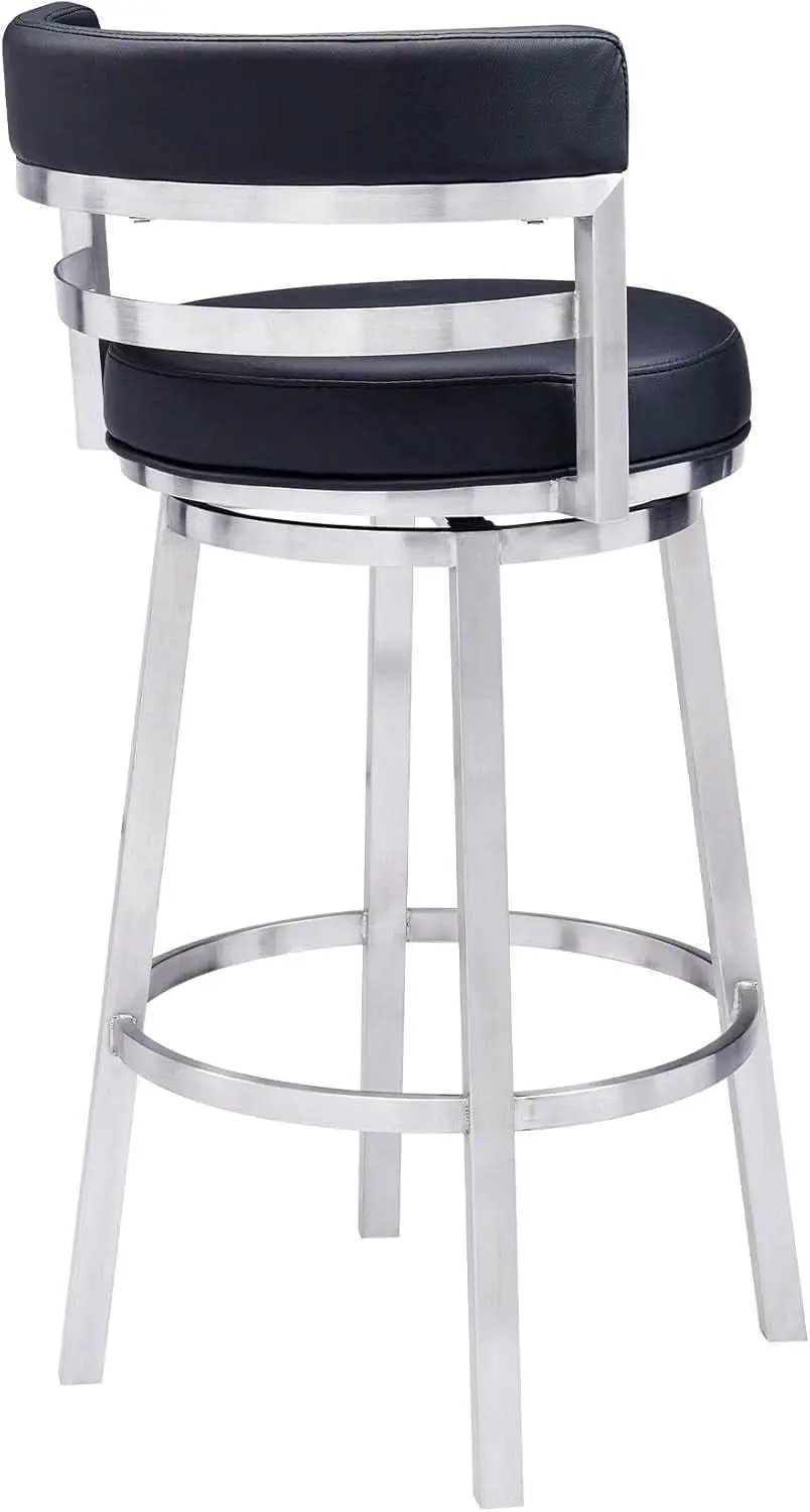 Modern Black Faux Leather Swivel Bar Stool for Kitchen from PriceLows™